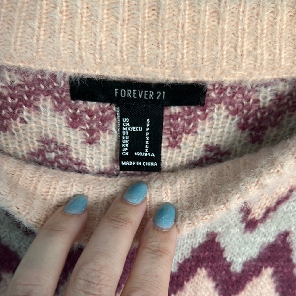 Forever 21 Pink and Cream Women's Sweater
